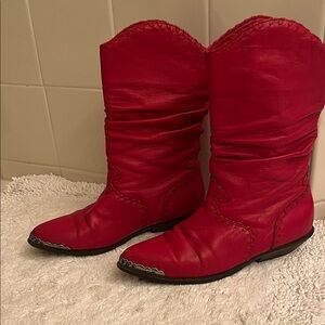 Vintage Zodiac Red Heeled Cowboy Boots Size 9